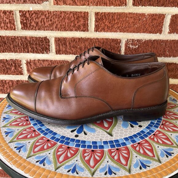 Allen Edmonds Windsor Mens 10 D Brown Leather Plain Toe Derby Dress Shoes USA main image 7